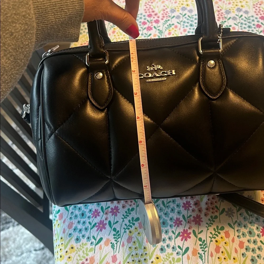 Coach Rowan Black Quilted Leather Satchel with Crossbody Strap - Picture 5 of 9